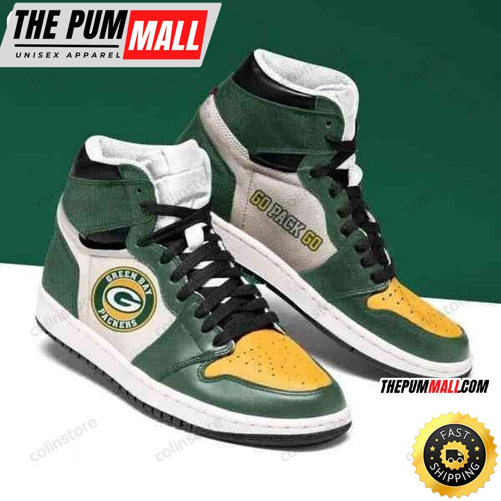 NFL Green Bay Packers Green Yellow Sneaker Air Jd 1 High Sneakers