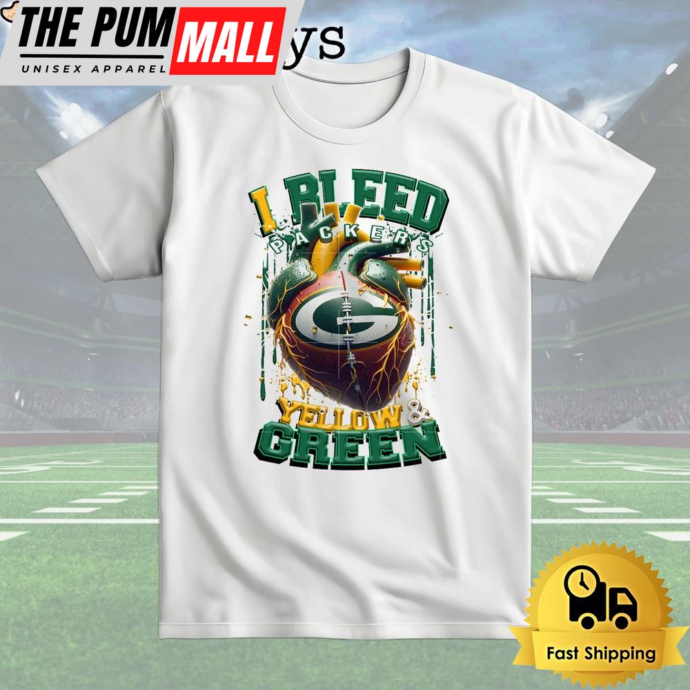 NFL Green Bay Packers I bleed Yellow Green T Shirt