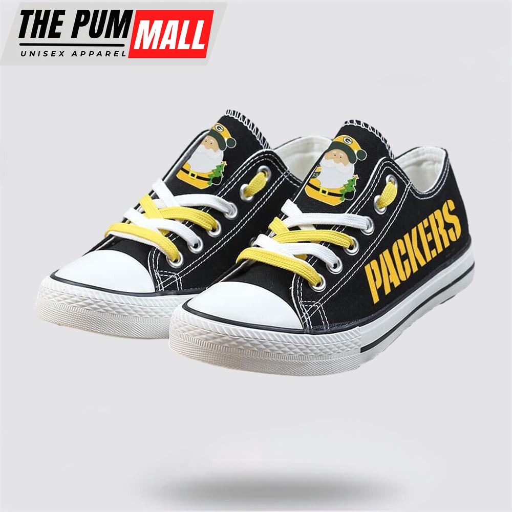 NFL Green Bay Packers Low Top Canvas Print Chrismas Design Shoes Sport Sneakers
