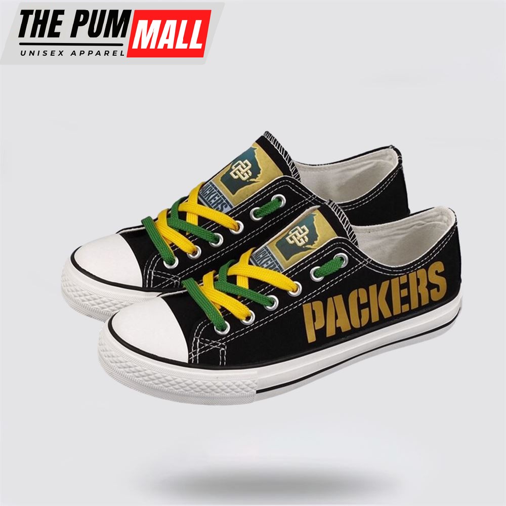 NFL Green Bay Packers Low Top Canvas Shoes Sport Sneakers Dominate The Streets With Authentic Nfl Style