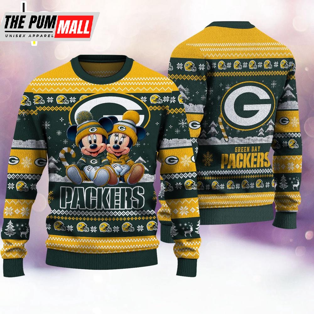 NFL Green Bay Packers Mickey And Minnie Cute Christmas Ugly Sweater