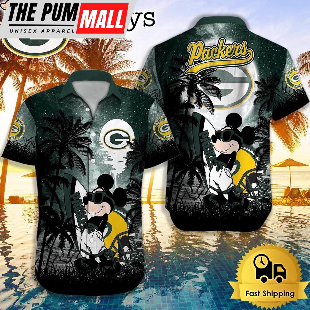 NFL Green Bay Packers Mickey Mouse Summer Hawaiian Shirt, Disney Hawaiian Shirt