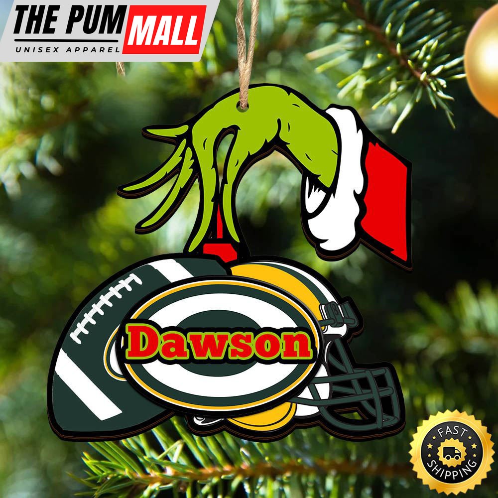 NFL Green Bay Packers Personalized Your Name Grinch And Football Ornament Limited Edition