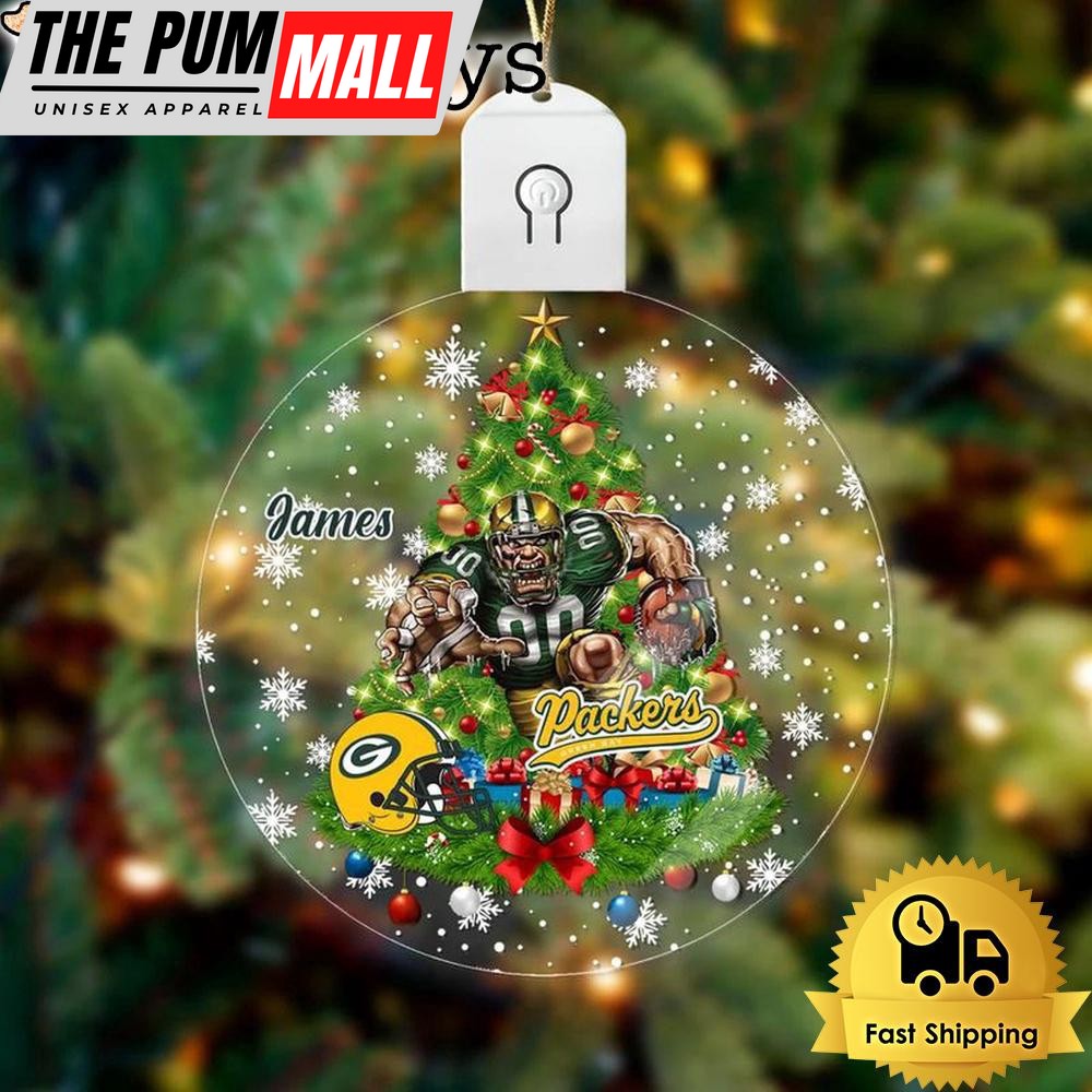 NFL Green Bay Packers Raging Warrior Custom Circle Led Acrylic Ornament Limited Edition