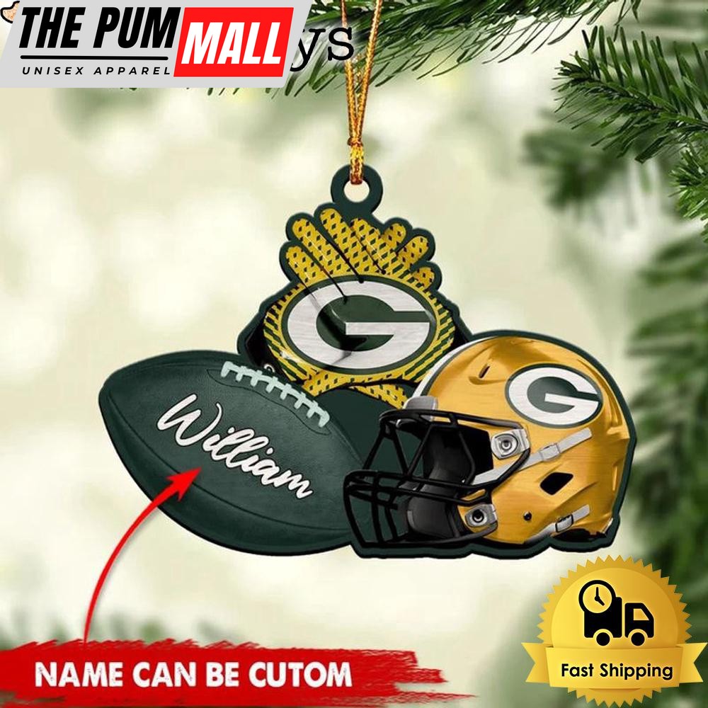 NFL Green Bay Packers Rugby And Helmet Custom Christmas Ornament Limited Edition