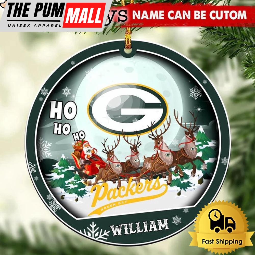 NFL Green Bay Packers Santa And Reindeers Logo Team Custom Christmas Ornament Limited Edition