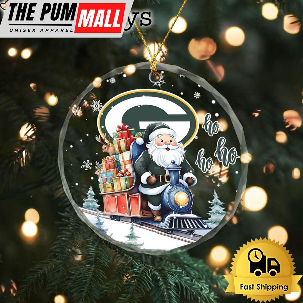 NFL Green Bay Packers Santa Is Coming Christmas Crystal Glass Ornament Limited Edition