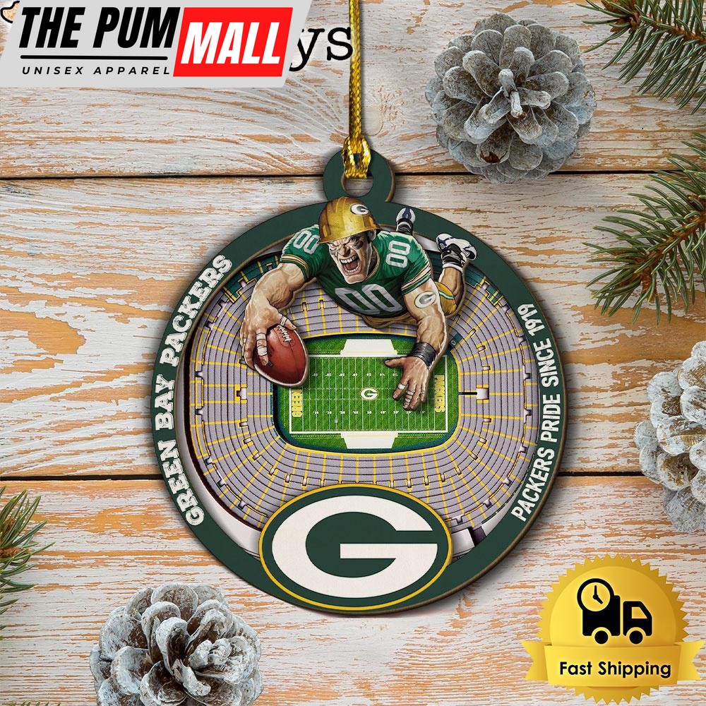 NFL Green Bay Packers StadiumView Layered Wood Christmas Ornament Limited Edition