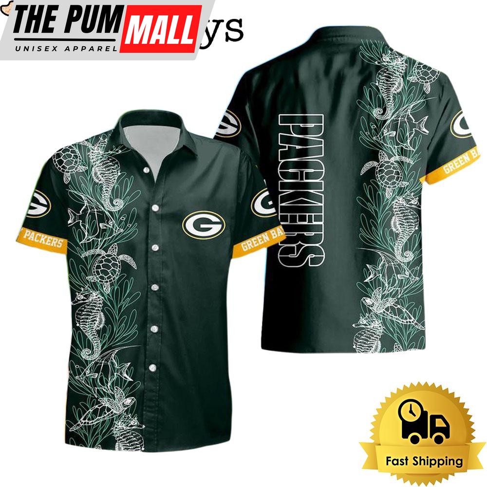 NFL Green Bay Packers Turtle Seaweed Pattern Hawaiian Shirt