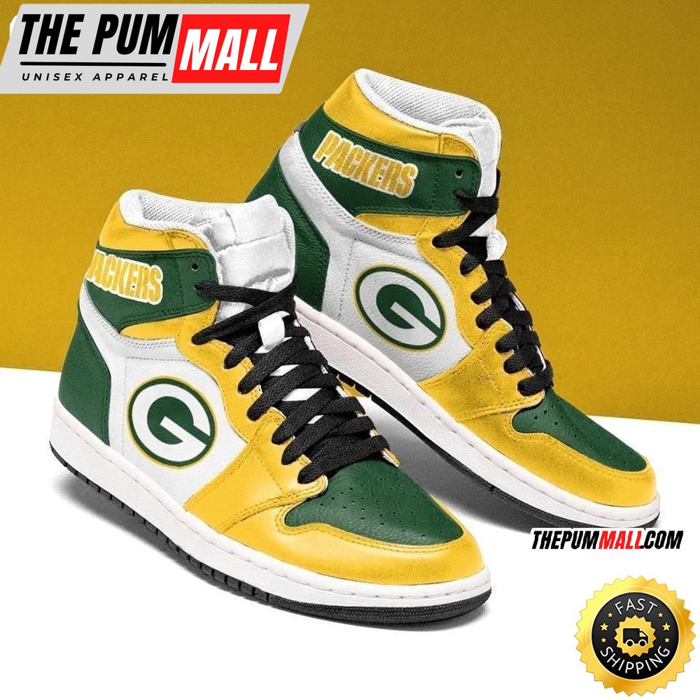 NFL Green Bay Packers Yellow Green Sneaker Air Jd 1 High Sneakers