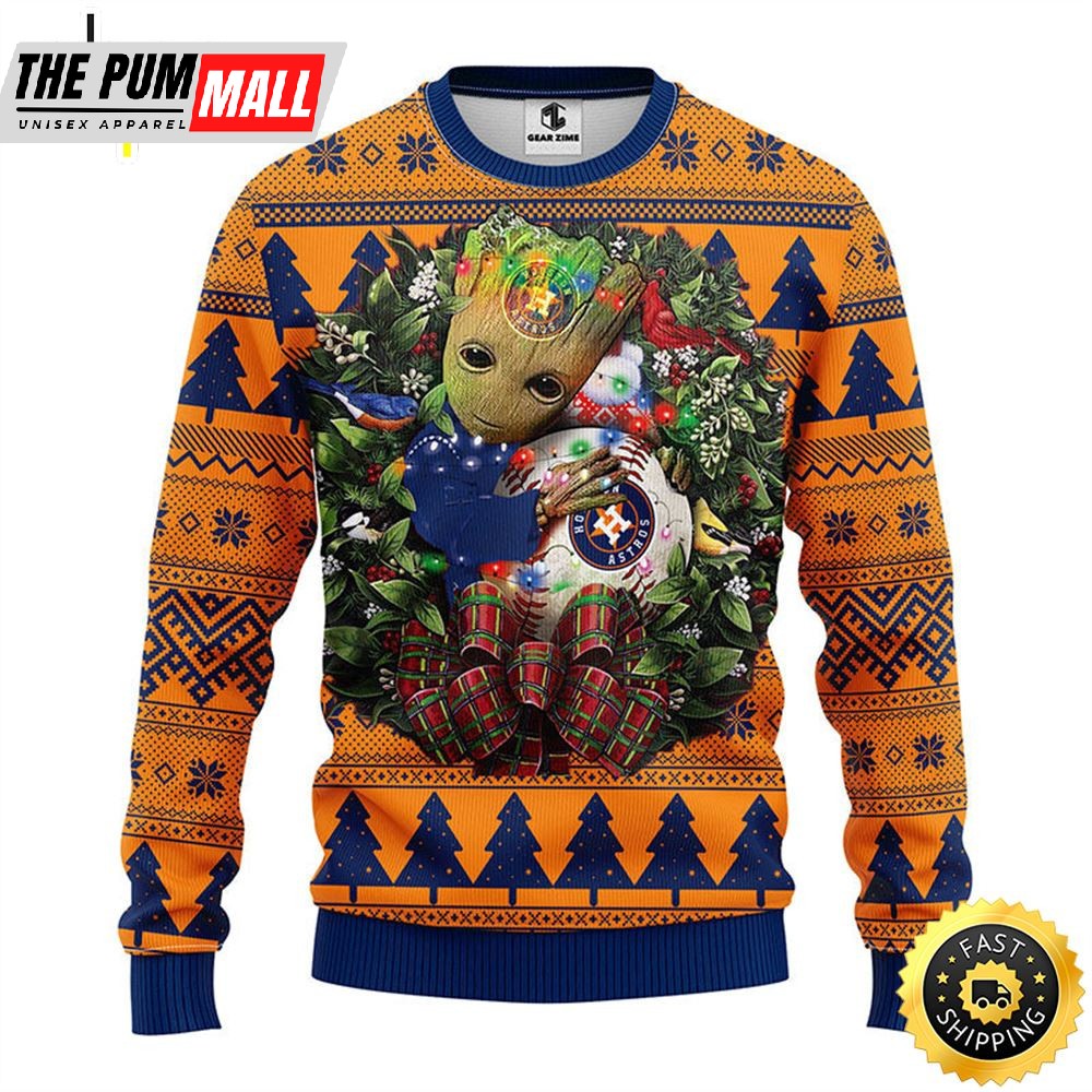 NFL Houston Astros Groot Hug Christmas Ugly Sweater