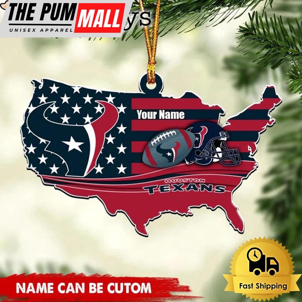 NFL Houston Texans American Flag Logo Team Custom Christmas Ornament Limited Edition