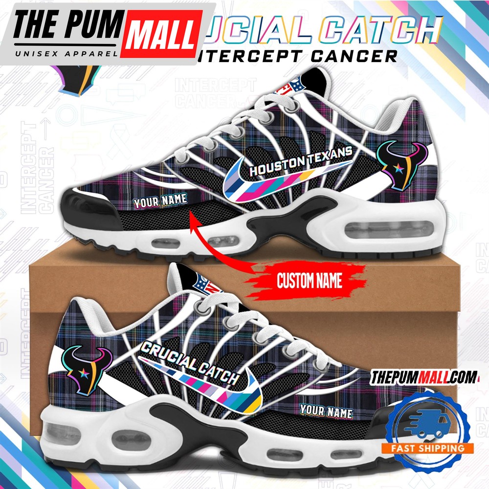 NFL Houston Texans Crucial Catch Intercept Cancer Air Max Plus Shoes Sneaker