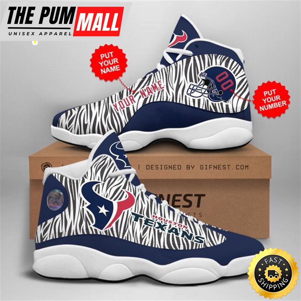 NFL Houston Texans Custom Name Number Air Jd 13 Shoes V2