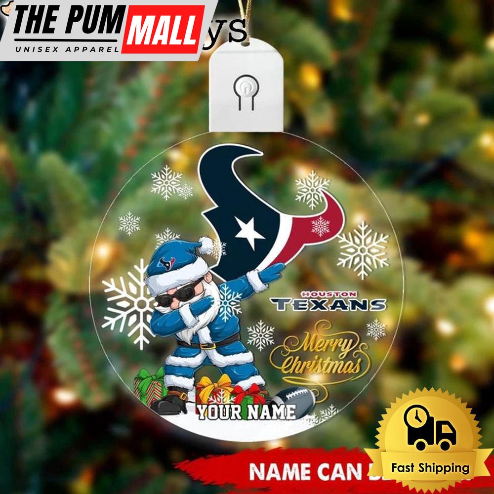 NFL Houston Texans Dabbing Santa Custom Circle Led Acrylic Ornament Limited Edition