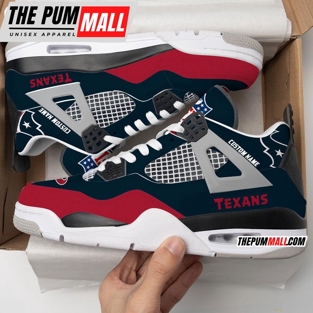NFL Houston Texans Football Team Air Jd 4 Shoes, Personalized AJ4 Sneaker