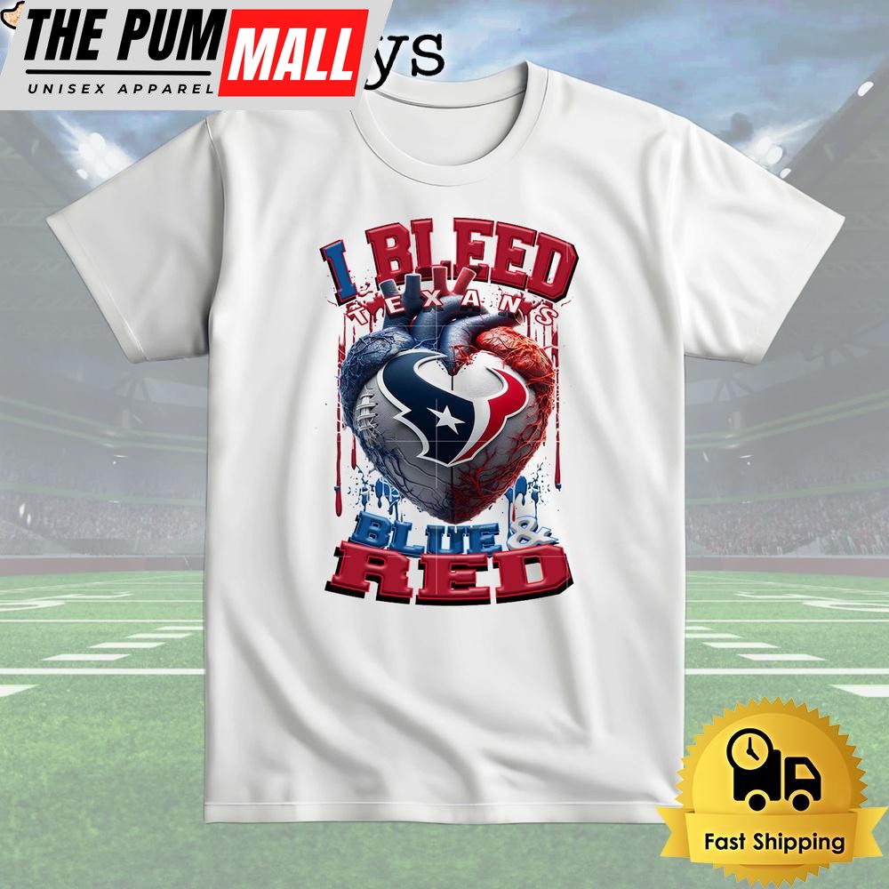 NFL Houston Texans I Bleed Blue Red T Shirt