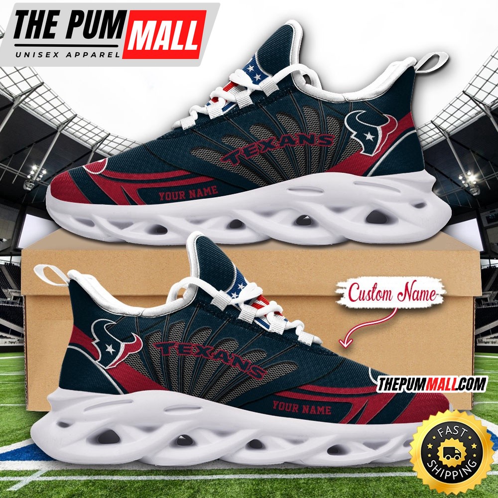 NFL Houston Texans Max Soul Shoes Custom Name Football Shoes Sports