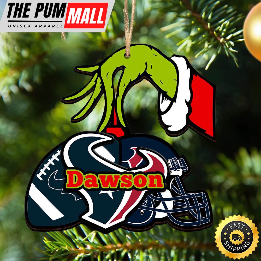 NFL Houston Texans Personalized Your Name Grinch And Football Ornament Limited Edition