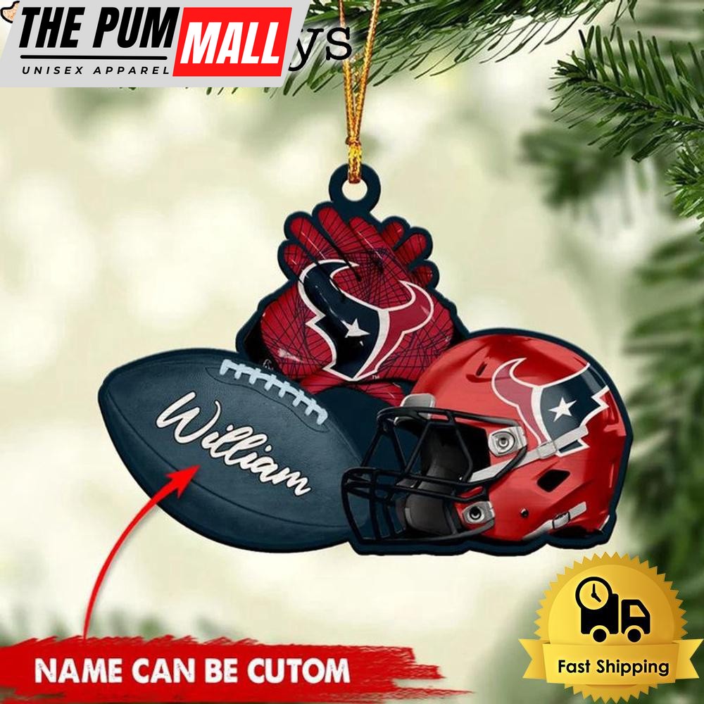 NFL Houston Texans Rugby And Helmet Custom Christmas Ornament Limited Edition