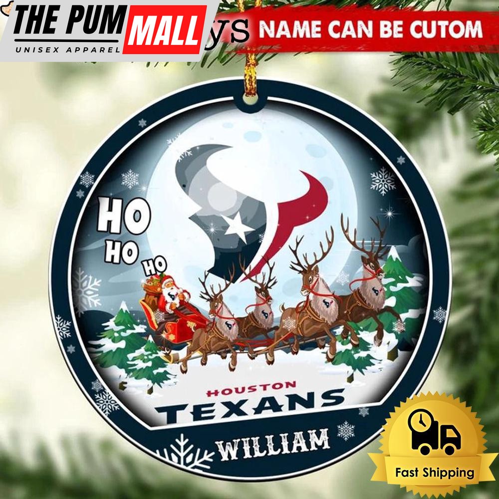 NFL Houston Texans Santa And Reindeers Logo Team Custom Christmas Ornament Limited Edition