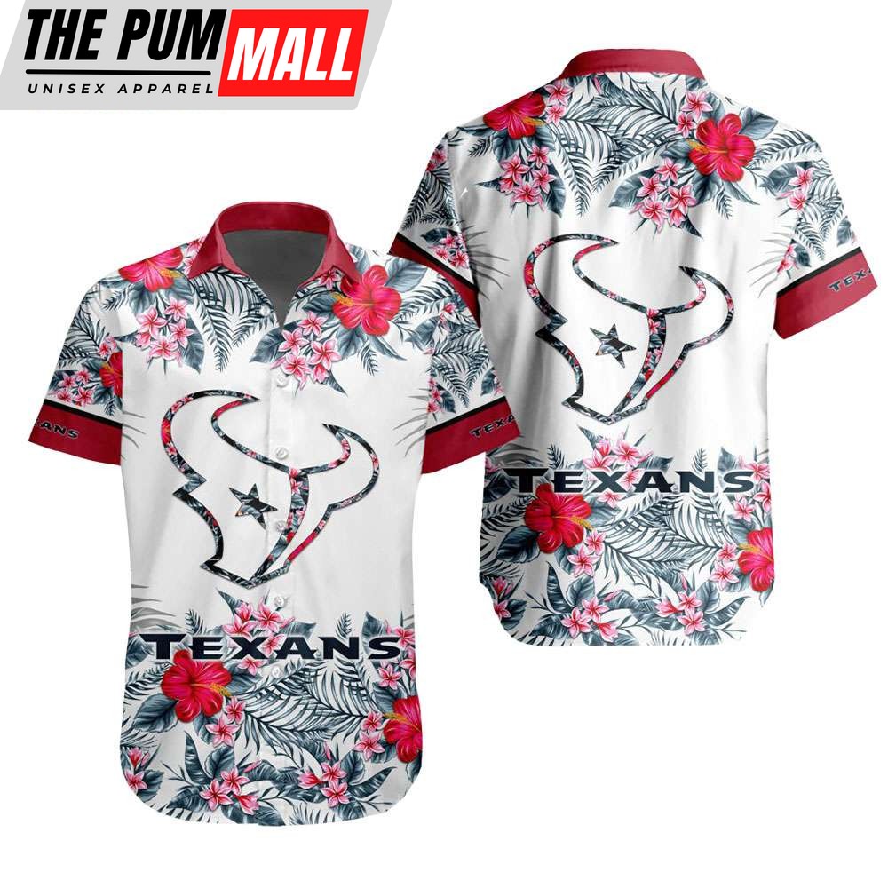 NFL Houston Texans Tropical Floral Hibiscus Hawaiian Shirt
