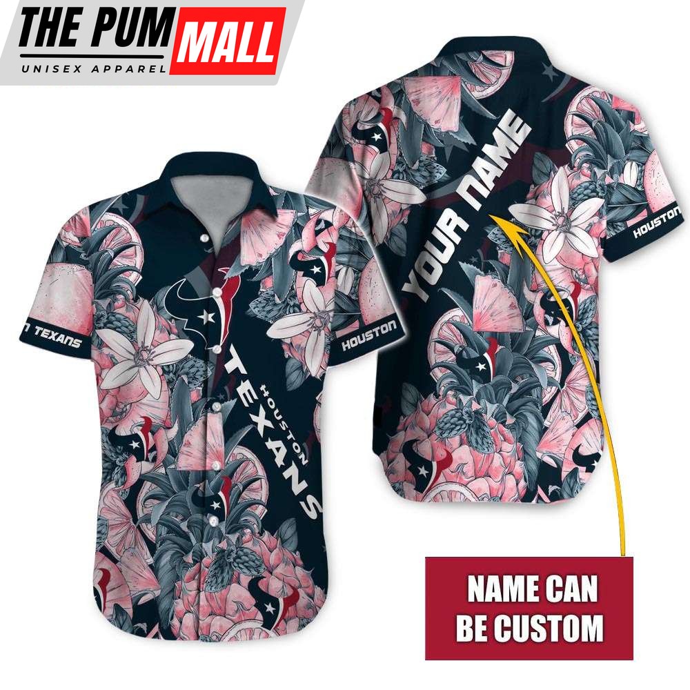 NFL Houston Texans Tropical Fruit Personalized Hawaiian Shirt