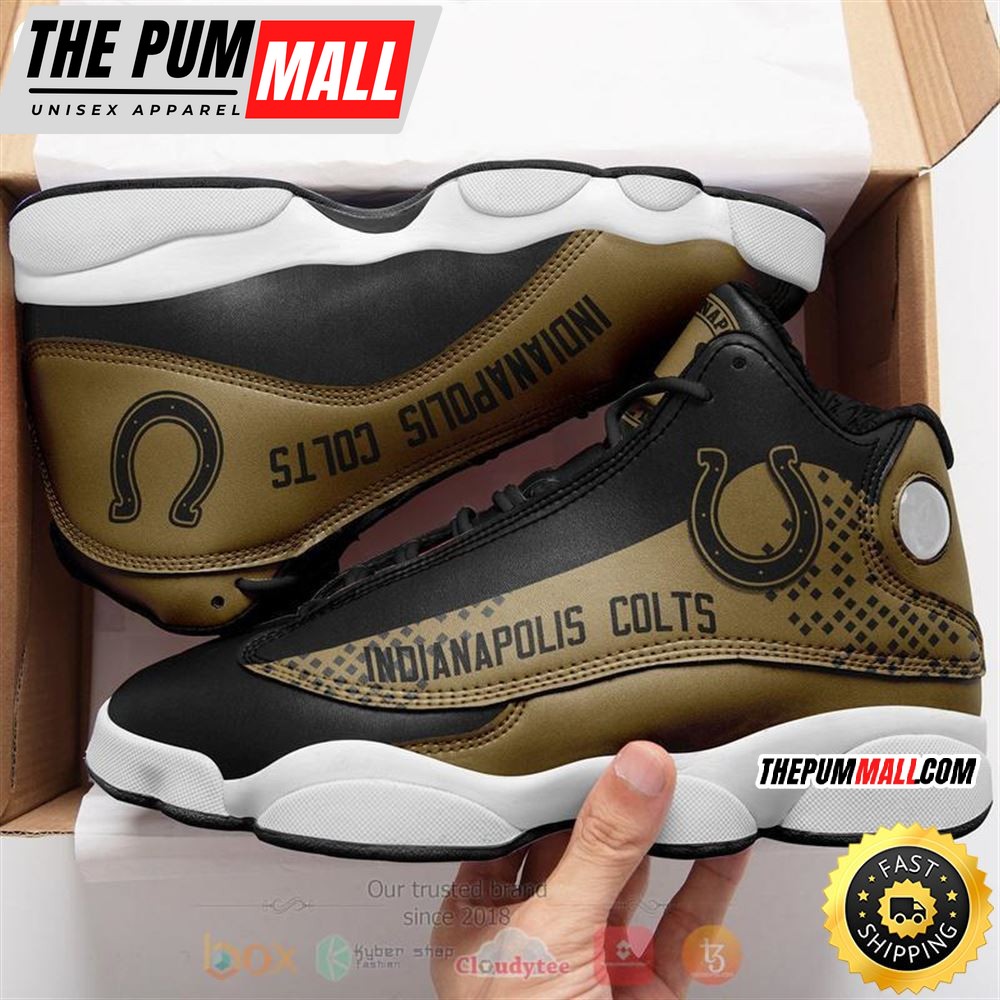 Nfl Indianapolis Colts Black Brown Air Jd 13 Shoes