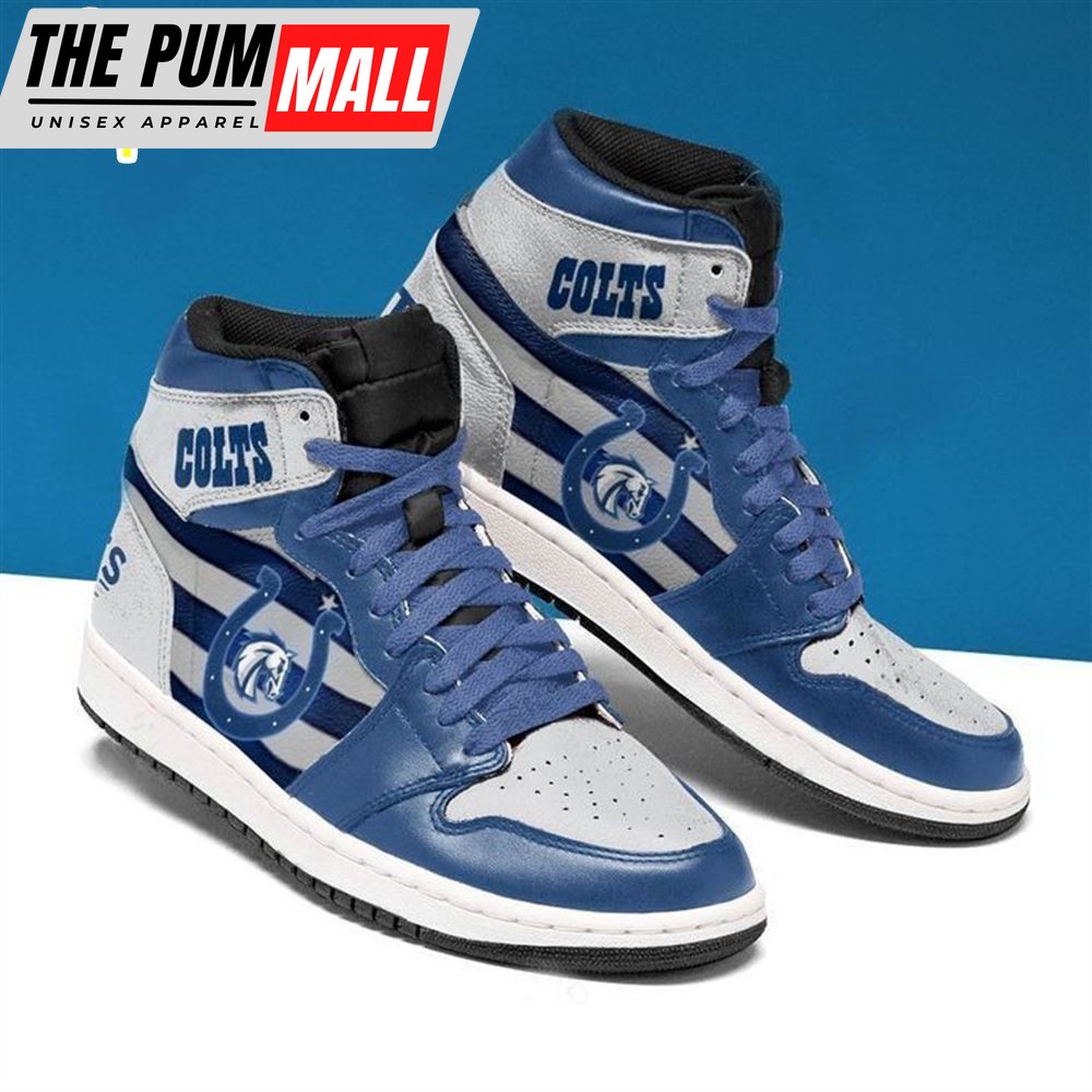 NFL Indianapolis Colts Blue Grey Air Jd 1 High Sneakers