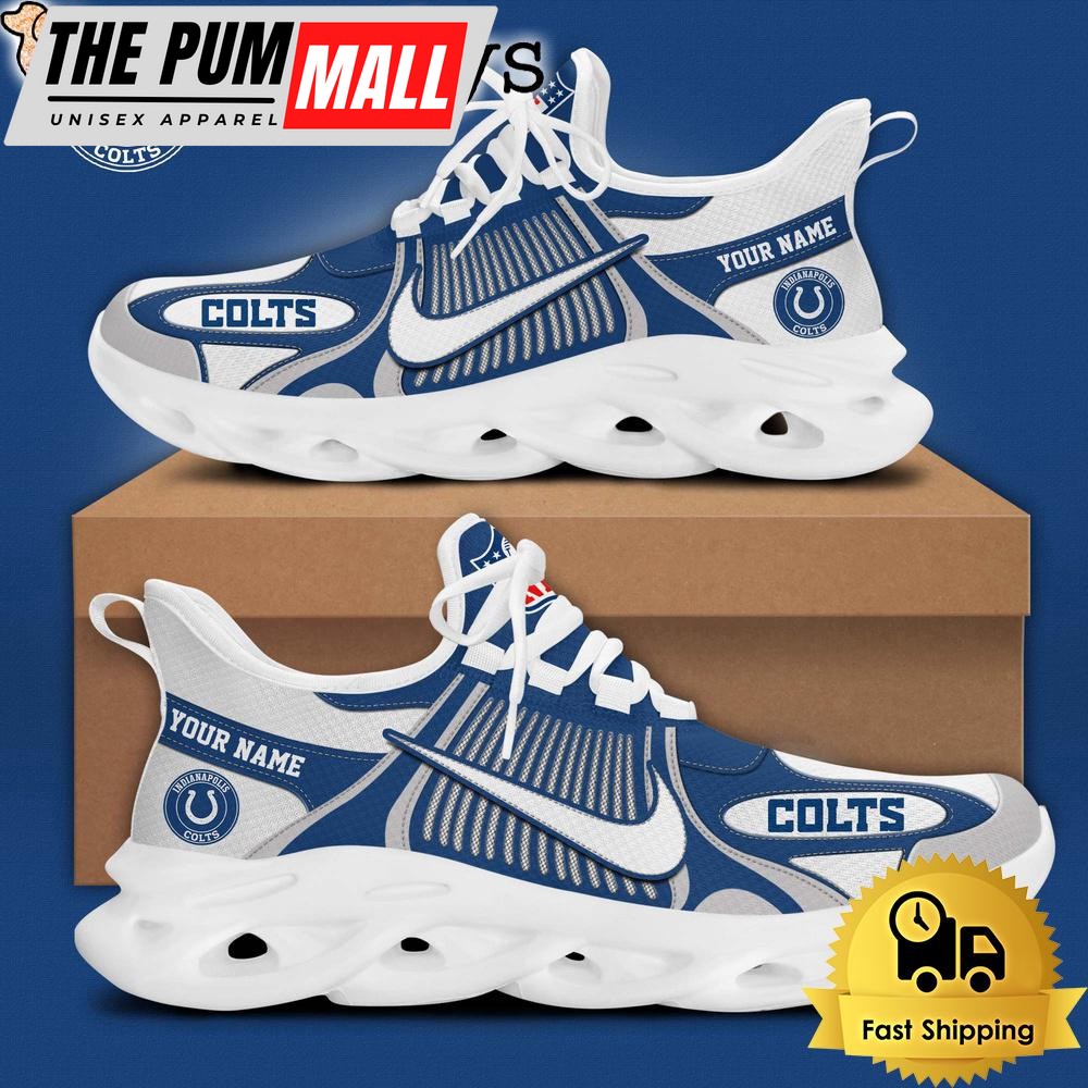 NFL Indianapolis Colts Blue White Stripes Logo Custom Clunky Max Soul Shoes