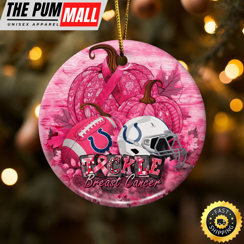 NFL Indianapolis Colts Breast Cancer And Sport Team Ceramic Ornament Limited Edition