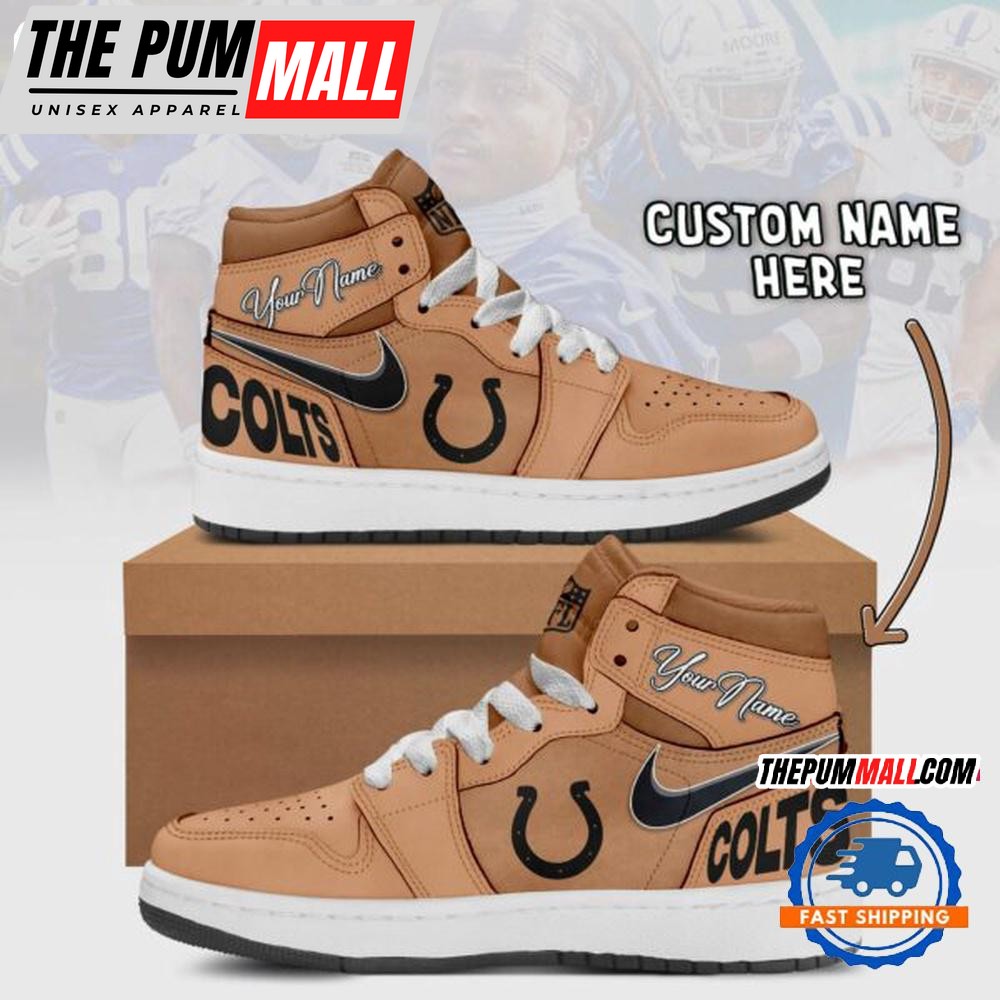 NFL Indianapolis Colts Brown Air Jd 1 Hightop Shoes