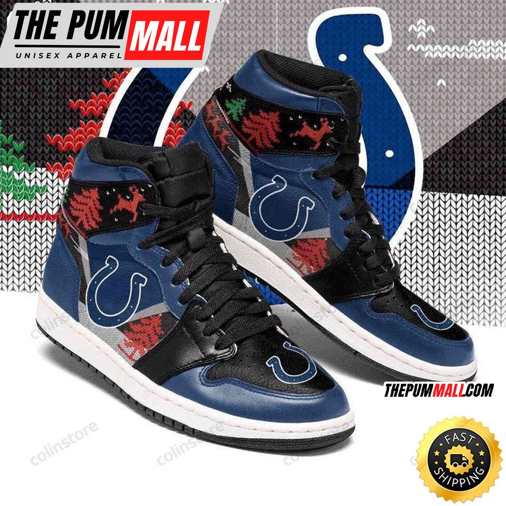 NFL Indianapolis Colts Christmas Blue Air Jd 1 High Sneakers