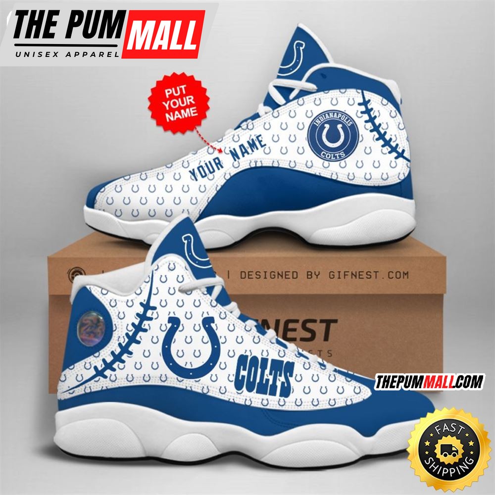 NFL Indianapolis Colts Custom Name Air Jd 13 Shoes V3