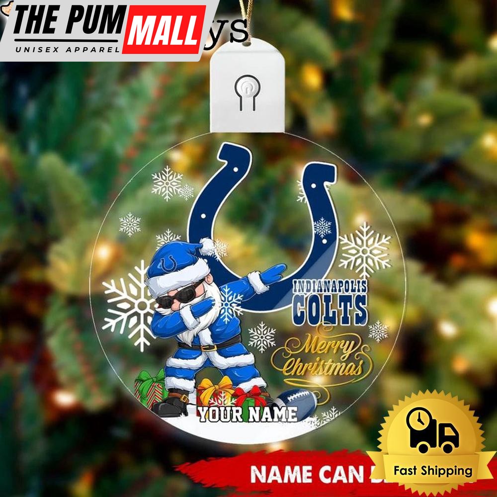 NFL Indianapolis Colts Dabbing Santa Custom Circle Led Acrylic Ornament Limited Edition