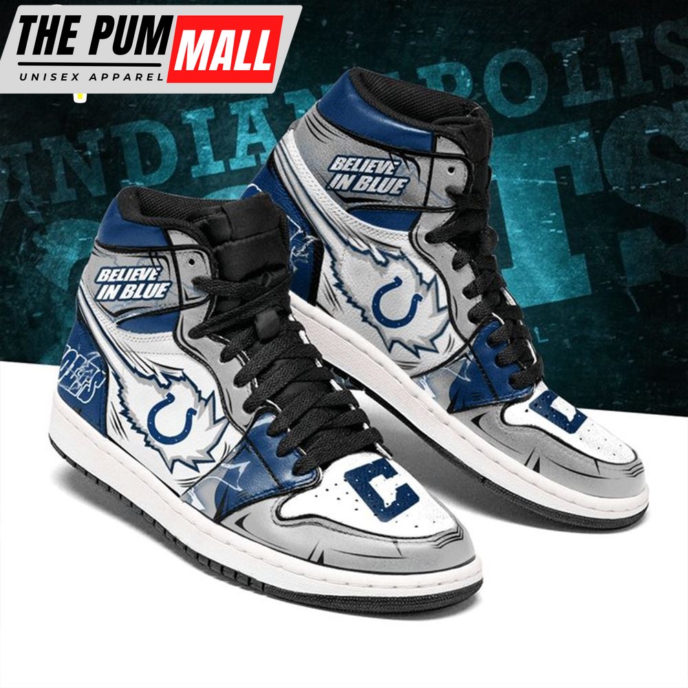 NFL Indianapolis Colts Grey White Air Jd 1 High Sneakers
