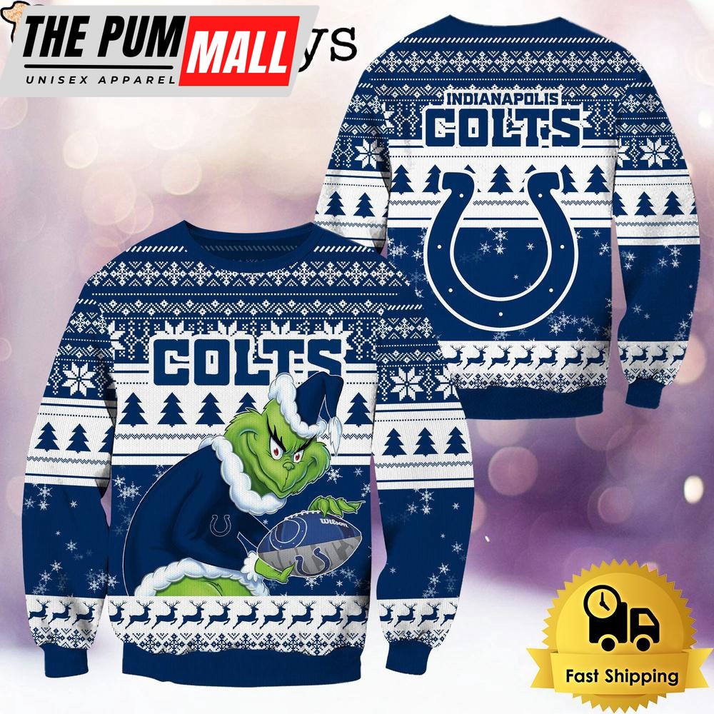 NFL Indianapolis Colts Grinch Custom Name Ugly Christmas Sweater