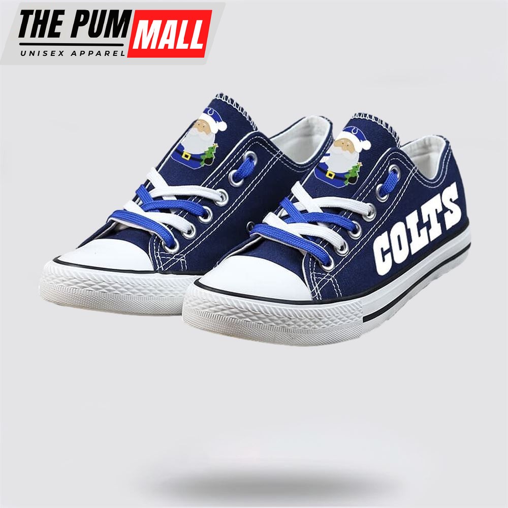 NFL Indianapolis Colts Low Top Canvas Print Chrismas Design Shoes Sport Sneakers