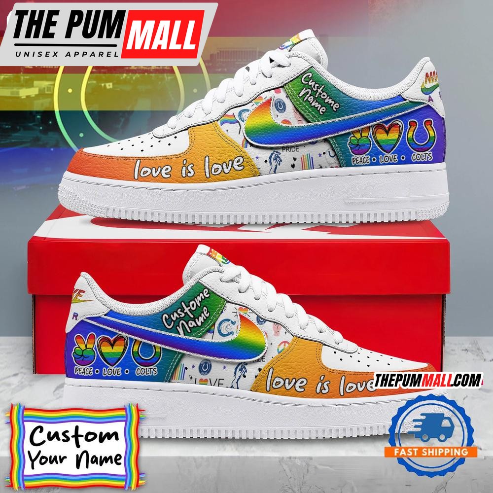 NFL Indianapolis Colts Pride Peace Love Colts Custom Air Force 1 Shoes Sneaker