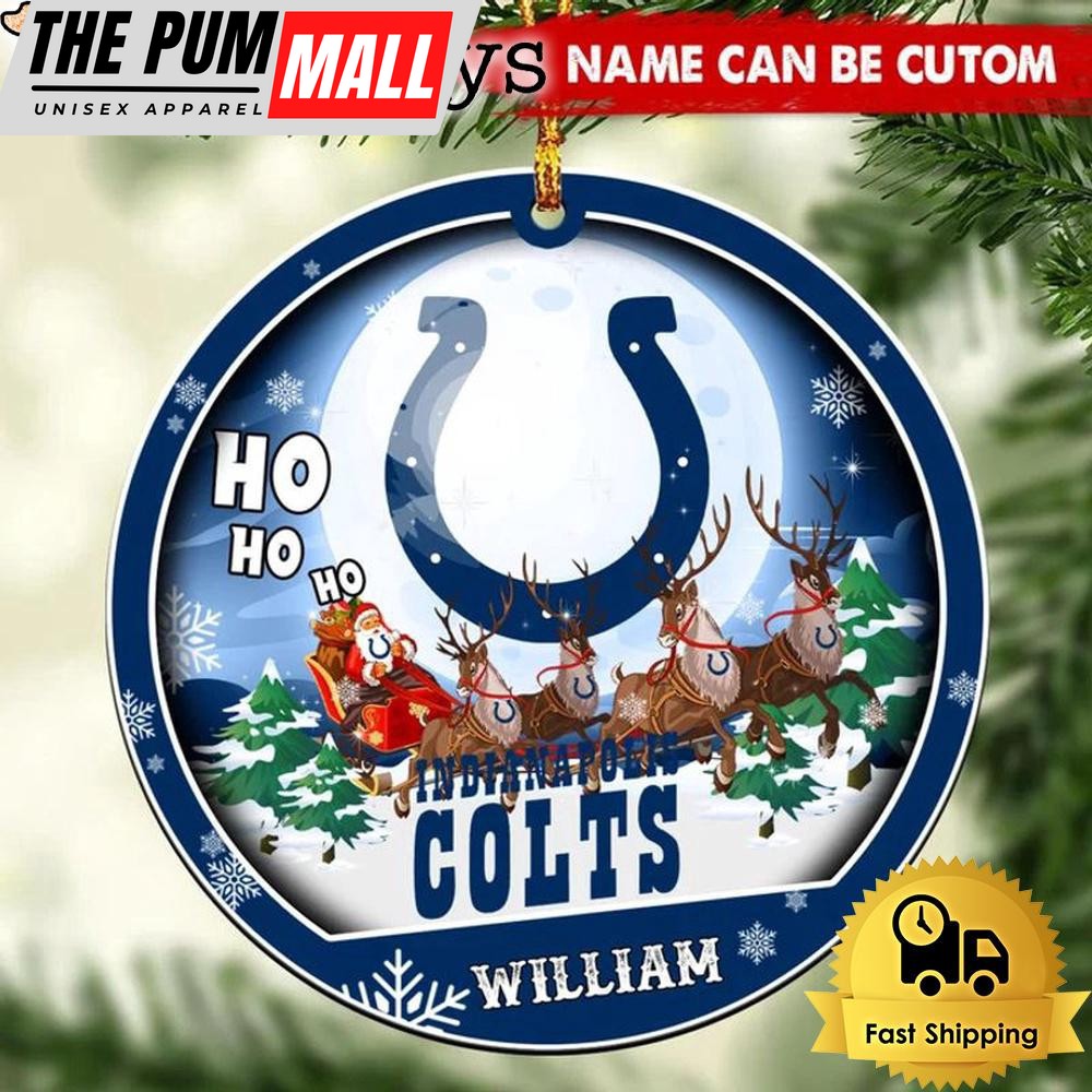 NFL Indianapolis Colts Santa And Reindeers Logo Team Custom Christmas Ornament Limited Edition