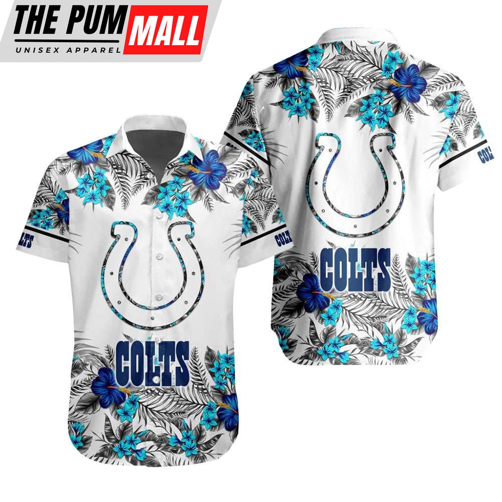 NFL Indianapolis Colts Tropical Floral Hibiscus Hawaiian Shirt