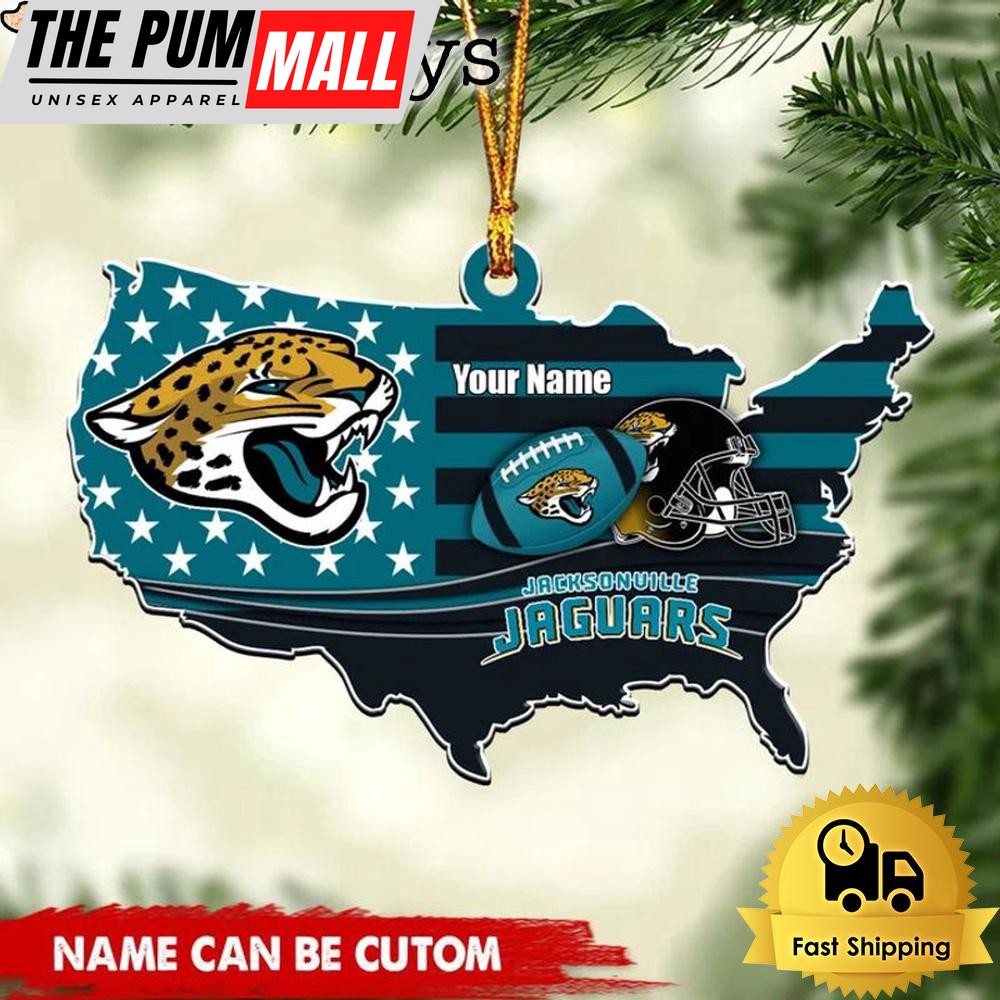 NFL Jacksonville Jaguars American Flag Logo Team Custom Christmas Ornament Limited Edition