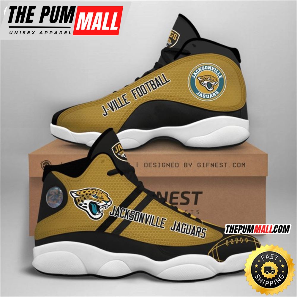 NFL Jacksonville Jaguars Black Gold Air Jd 13 Shoes