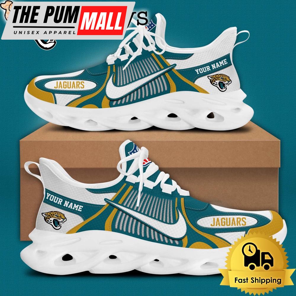 NFL Jacksonville Jaguars Blue White Stripes Logo Custom Clunky Max Soul Shoes
