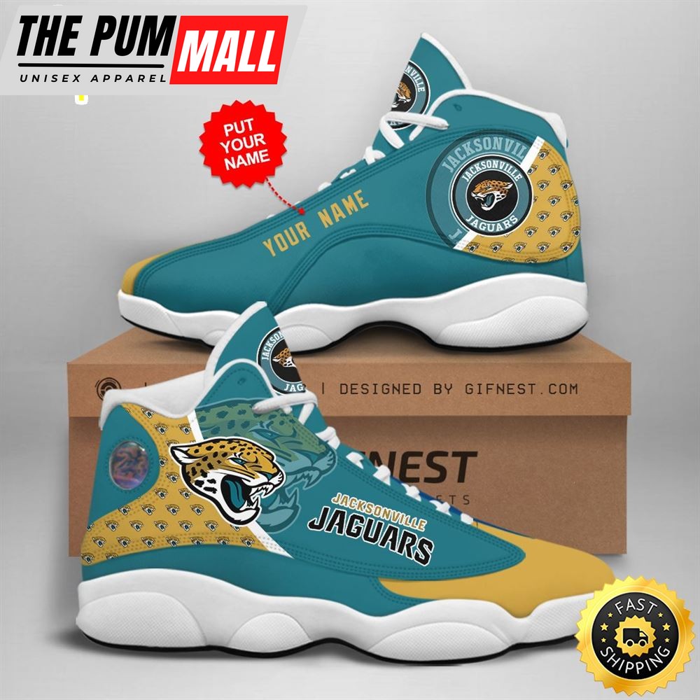 NFL Jacksonville Jaguars Custom Name Air Jd 13 Shoes V1