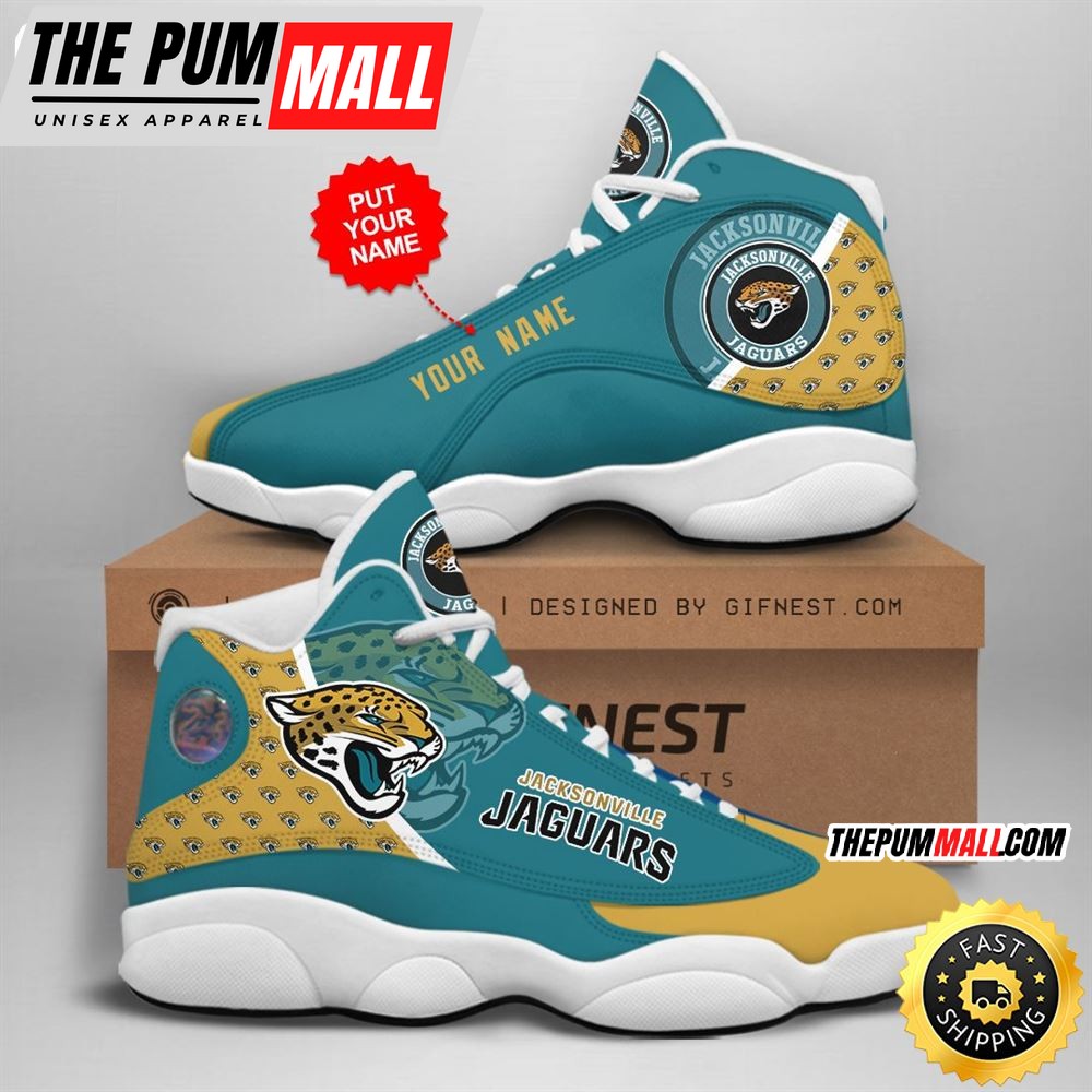 NFL Jacksonville Jaguars Custom Name Air Jd 13 Shoes V1