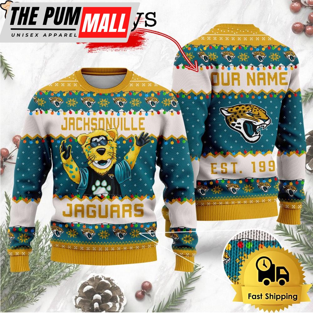 NFL Jacksonville Jaguars Cute Mascot Custom Ugly Christmas Sweater