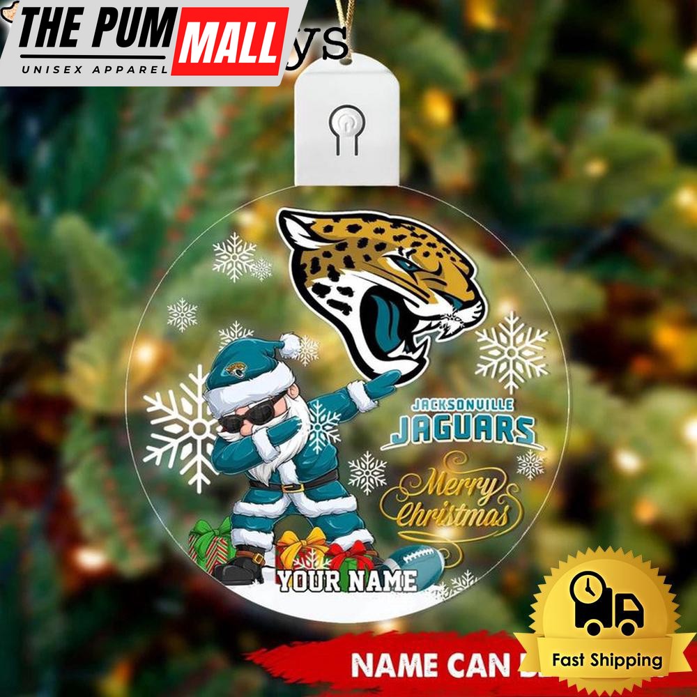 NFL Jacksonville Jaguars Dabbing Santa Custom Circle Led Acrylic Ornament Limited Edition
