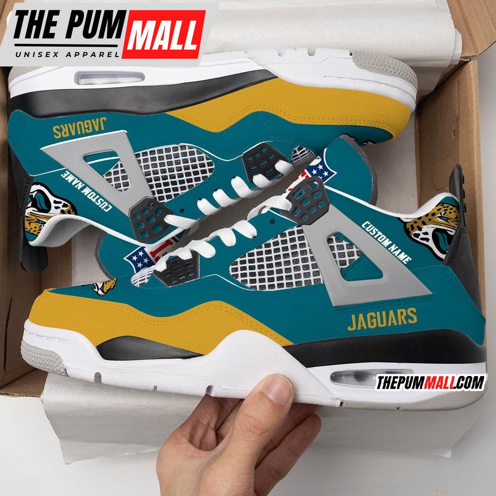 NFL Jacksonville Jaguars Football Team Air Jd 4 Shoes, Personalized AJ4 Sneaker