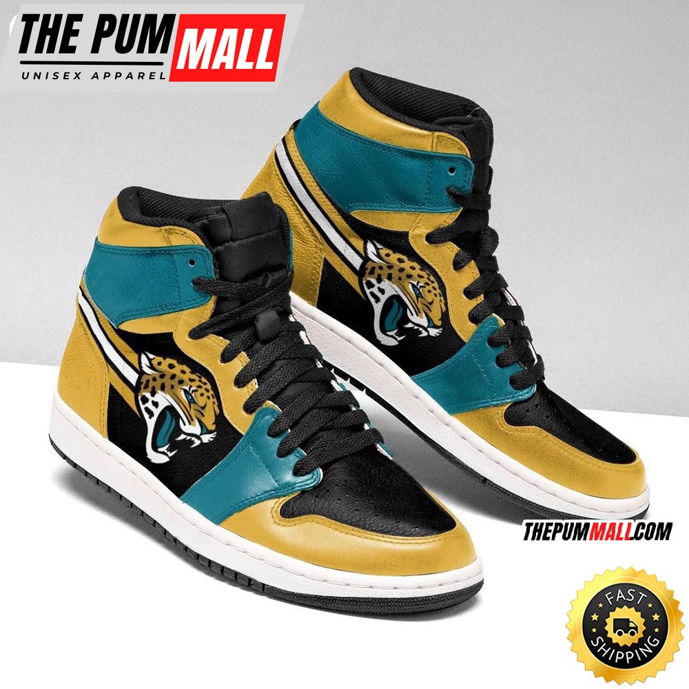 NFL Jacksonville Jaguars Gold Black Air Jd 1 High Sneakers For Fans